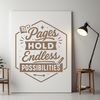 A vector illustration of a person reading a book with inspirational quotes in the background.