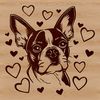 Cute Dog Illustration with Heart Symbols A cute Boston Terrier dog illustration featuring heart symbols on its head.