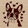Cute Dog Illustration with Heart Patterns A vector illustration of a Boston Terrier's head with heart patterns.