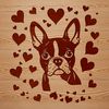 Boston Terrier Clip Art with Heart Decorations Vector art of a Boston Terrier animal with heart decorations on its head.