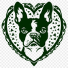 An SVG rendering of a Boston Terrier breed dog's facial features.