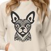 Cute Dog Head Clip Art Design A stylized illustration of a Boston Terrier's head, suitable for digital cutting machines like Cricut or laser cutters.