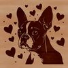 Friendly Dog with Heart-Shaped Features A friendly-looking Boston Terrier with heart-shaped eyes and nose.