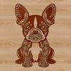 Boston Terrier Breed Clip Art A sitting Boston Terrier breed dog in ornate illustration style.