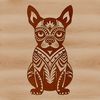 An illustration of a domesticated Boston Terrier animal in a seated position.