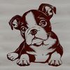 Laid-Back Cartoon Dog Illustration A cartoon-style illustration of a relaxed Boston Terrier lying down.