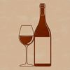An isolated vector graphic representation of a bottle and glass of wine.