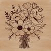 Illustrated bouquet of flowers, suitable for floral designs and wedding decorations.