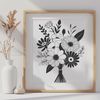 Elegant Interwoven Flower Arrangement An elegant illustration of intertwined flowers forming a beautiful bouquet shape.