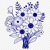 Whimsical Wedding Floral Graphics A stylized bouquet of flowers with varying shapes and colors, suitable for various graphic design applications.