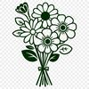 Decorative Floral Vase Graphic A colorful bouquet of flowers arranged in a decorative vase.