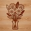 Floral Glass Vase Illustration An illustration of a mixed flower arrangement in a classic glass container.