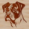 Vector graphic of a boxer dog with detailed features, ideal for use in web design, graphic art, or as a cut-out stencil.
