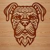 Beautiful Vector Boxer Head Illustration An illustration of a dog's head with an ornate design, suitable for vector art and clip art applications.