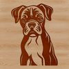 Vector Headshot of a Lovable Boxer Breed A high-quality illustration of a Boxer dog's head in vector format.