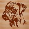 Boxer Dog Face Vector Graphic An animal vector graphic featuring a close-up of a Boxer breed dog's face in a simple design style.