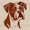 Cartoon Boxer Breed Portrait A cartoon illustration of a happy Boxer dog with a distinctive head shape.