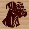 A detailed illustration of a Boxer dog's head, suitable for digital cutting machines like Cricut or laser cutters.