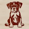 A cute Boxer puppy in a sitting position, created as a high-quality SVG vector art.