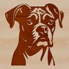 Hand-Drawn Boxer Dog Illustration A high-quality illustration of a male Boxer dog's head, suitable for vector graphics and digital design.