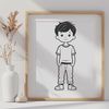 Cute Boy SVG Graphic Design Cartoon illustration of a child figure in scalable graphic format.