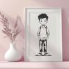 Casual Kid in Neutral Background A young boy in a casual outfit with a neutral background.