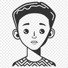 A young boy with a cheerful smile A simple illustration of a young boy with a smile.