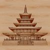 A traditional Buddhist temple with intricate architecture, suitable for clip art designs.