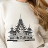 Traditional Buddhist architecture inspired vector design A stylized representation of a traditional Buddhist temple with intricate details, suitable for vector art designs.