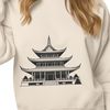 Traditional Temple Design Vector A stylized illustration of a traditional Buddhist temple with ornate details and architectural features.