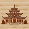 An intricately designed SVG depiction of a religious Buddhist temple structure.