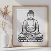 Serene Buddha Illustration A graphic representation of the Buddha in a serene and meditative pose, suitable for use in various contexts.