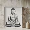 Beautiful Buddhist Figure in Meditation Pose A simple line-art design of a seated Buddhist figure in a meditative pose.