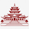 Stylized SVG Buddhist Temple Design A stylized illustration of a traditional Buddhist temple with intricate details, suitable for vector art and digital design.