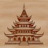 A detailed, vector illustration of a traditional Buddhist temple architecture.