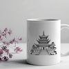 Eastern Inspiration - Buddhist Temple Illustration Buddhist temple architecture with intricate details, vector design.