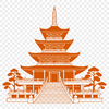 Stylized Vector Art of a Temple Design A stylized digital illustration of a traditional Buddhist temple, suitable for vector graphics and cutting machine designs.