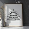 Serene Buddhist Temple SVG Design A vector graphic representation of a serene Buddhist temple with ornate details.