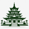 Elegant Asian Buddhist Temple Design A traditional Asian-style Buddhist temple with intricate details, suitable for graphic design projects.