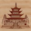 An iconic representation of a Buddhist temple structure, perfect for use in web design, print, or as a digital template.
