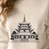 Traditional Asian Architecture Vector Art A traditional Buddhist temple with intricate architecture and ornate details.