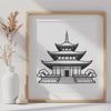 Ornate Temple Design SVG Image A 2D illustration of a traditional Buddhist temple with intricate details and ornaments.