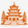 Vector Art Style Temple Design An ornate rendering of a Buddhist place of worship in a vector art style.