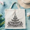 Ornate Temple Clip Art Illustration An ornate Buddhist temple design rendered as a vector graphic image.