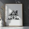Basic Single-Family Home Vector A simple 2D representation of a single-family home with a rectangular shape and basic architectural features.