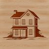 A simple 2D illustration of a residential building with a flat roof and basic architectural features.
