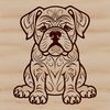 Ornate Dog Design A stylized illustration of a sitting Bulldog with ornate details.