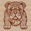 Sitting Bulldog Clip Art A cartoon illustration of a sitting bulldog with ornate details.