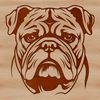Bulldog Head Close-Up Vector Graphic A close-up illustration of a bulldog's head, featuring a wrinkled face and adorable facial features.