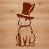 SVG Bunny Wearing a Chapeau A sitting rabbit wearing a hat, illustrated in vector format.